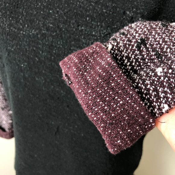 ONLY Black/Maroon Textured Raglan Sweatshirt Size M - Picture 6 of 13